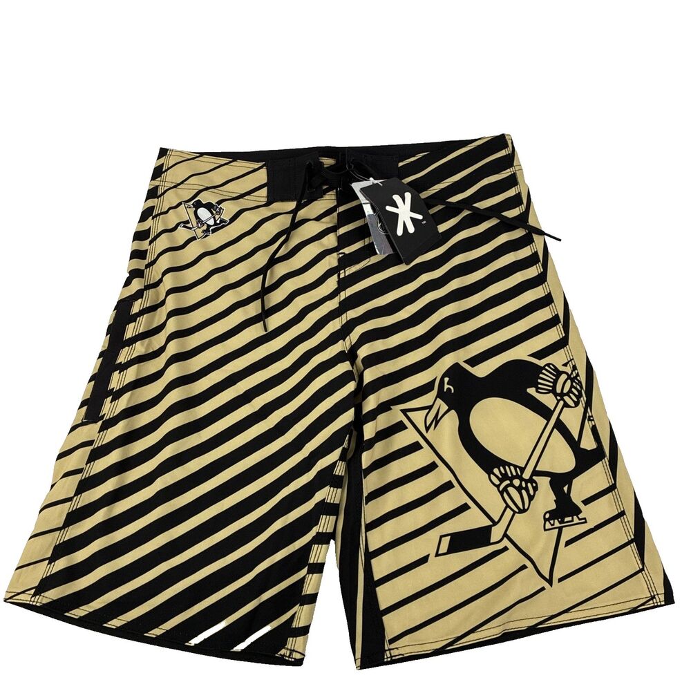 New Mens Klew Pittsburgh Penguins NHL Board Shorts Swim Trunks Size 34 NWT